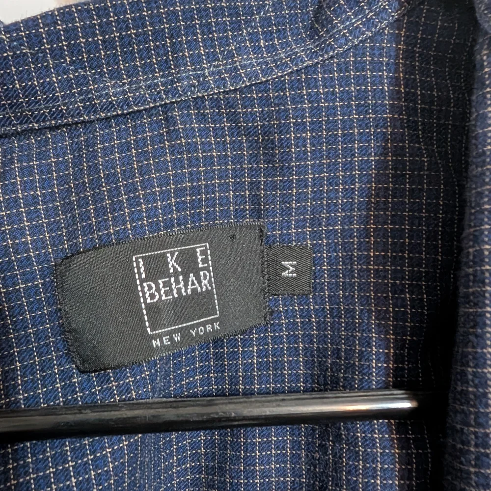 Ike Behar New York Men's Micro-Check Button Down - Navy/Tan - Size M